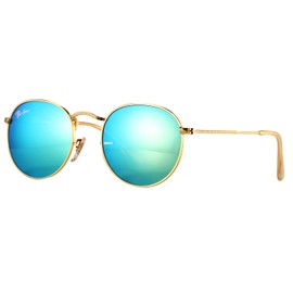 Pro Acme Small Round Sunglasses for Women Men Classic Crystal Glass Lens Retro Circle Metal SunGlasses,50mm (Crystal Green Mirrored Lens)