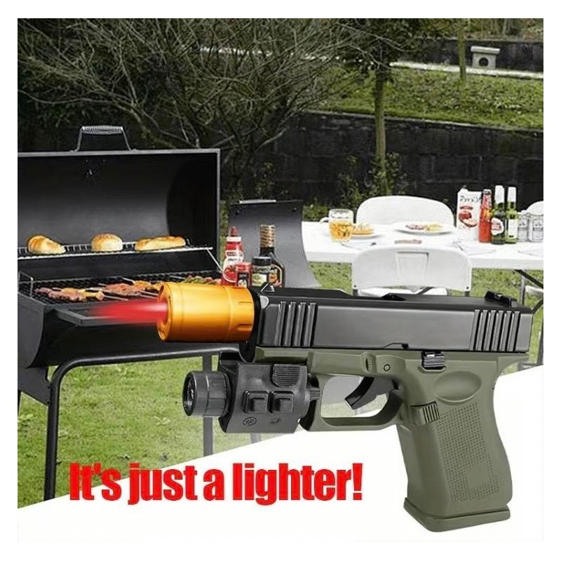 [Gas Not Included]Cool Butane Windproof Torch Lighter,with 2 Flame Modes,Refillable,