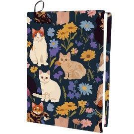 craspire Cat Stretchy Book Cover Flower Boho Fabric Book Protector 9 x 14 Inch Elastic Fabric Washable Reusable Spring Kitty Large Books Wraps Covers Suitable for 9 x 11 Inches