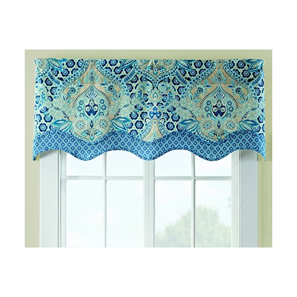 Waverly Valances for Windows - Moonlit Shadows 52" x 18" Short Curtain Valance Small Window Curtains Bathroom, Living Room and Kitchens, Lapis