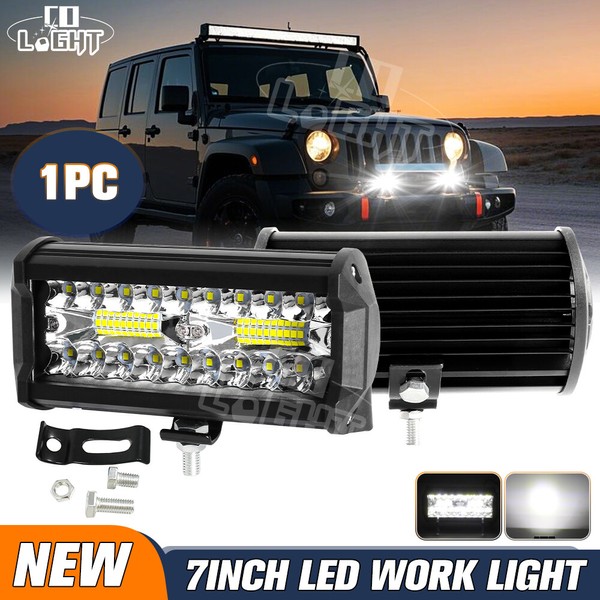 COLIGHT Tri Row 7"inch LED Work Light Bar Flood Spot