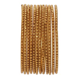 Efulgenz Boho Vintage Antique Gypsy Tribal Indian Oxidized Gold Plated Traditional Wedding Bracelet Bangle Set Jewelry (12 Pc)