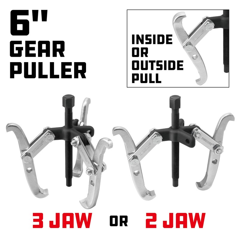 Powerbuilt Combo 2/3 Jaw Reversible Gear Puller Set, 6-Inch Reversible