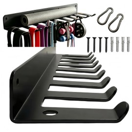9 Hook Wall Mount Gym Storage Rack, Heavy-Duty Fitness Equipment Organizer
