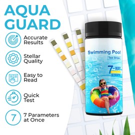 7-Way Pool Test Strips, 100 Strips Water Chemical Testing for Hot tub and Spa, Accurate Test Bromine, Total Alkalinity, pH, Free Chlorine, Total Hardness, Cyanuric Acid, and Total Chlorine