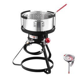 VEVOR 60 Qt Seafood Boiling Kit with Strainer, Outdoor Seafood Boil Pot and Basket, Cooking Set for Crab Crawfish Lobster Boiling, Aluminum Stockpot with 100,000 BTUs Propane Burner and Steamer Rack