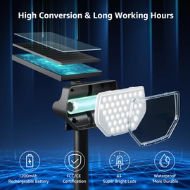 Lepro Solar Landscape Lighting for Outside Ip65, Outdoor Solar Landscape Lighting, Auto On/Off 43 LEDs for Landscape Garden Yard Pathway, 4 Pack (Warm White)