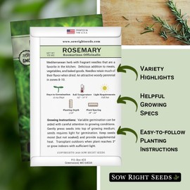 Sow Right Seeds - Rosemary Seed for Planting - Non-GMO Heirloom Packet with Instructions to Plant and Grow a Kitchen Herb Garden - Indoors or Outdoor - Tasty Culinary Herb, Super Fragrant (1)