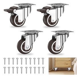 Resszo Pack of 4 Furniture Castors 25 mm, L Mounting Plate Castors for Furniture with Brake, Heavy Duty Castors with 180 kg Load Capacity, Small Swivel Castors for Furniture Transport, Table, Cabinet,