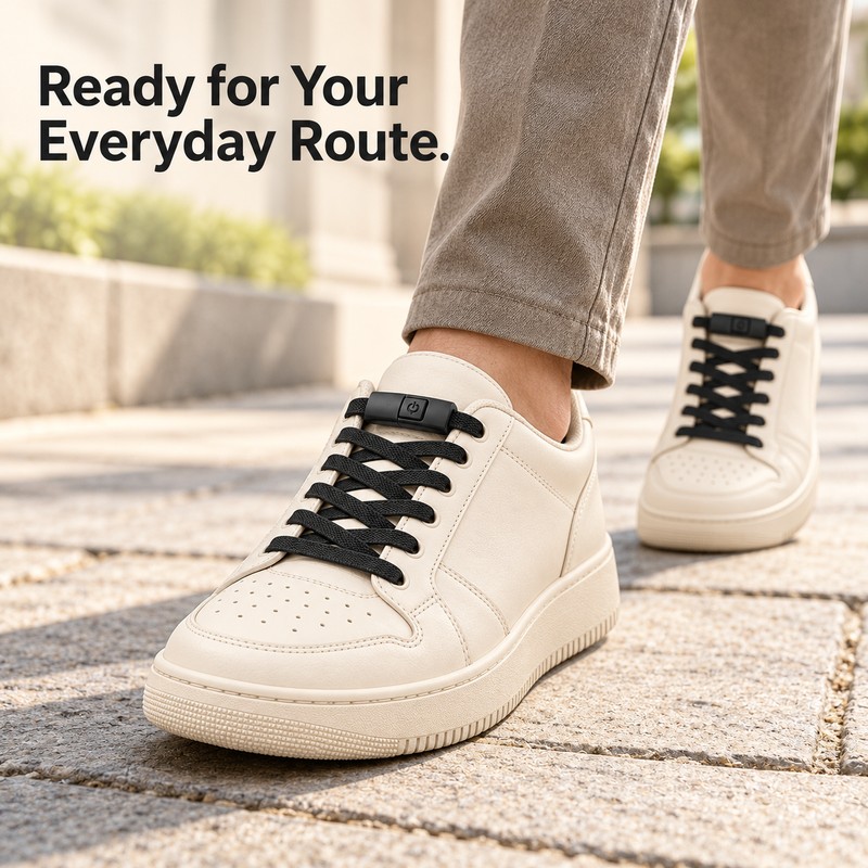 Elastic No-Tie Flat Shoelaces with Press-Lock Closure – Easy-On Sneaker
