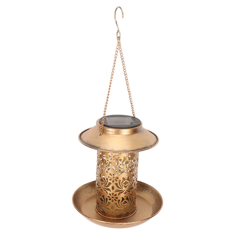 Hanging Bird Feeder Solar Powered Light Hollow Design Sturdy Stable