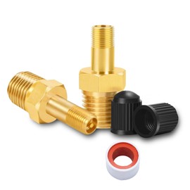 GODESON 1/4" NPT Tank Valve, Anti-Corrosion Brass Schrader Valve with 1/4" Male NPT,Using with Air Compressor Tanks with Sealing Caps (Pack of 2)