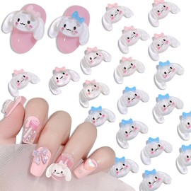 3D Cartoon Dog Nail Charms and Gems Set 30Pcs Blue Pink Cute Animals Nail Jewelry Rhinestones Charms for Nails DIY Manicure Kawaii Nail Decoration Accessories