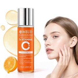 WEUD Tonico Hidratante Facial Coreano, con 5X Vitamina C Activa, Niacinamide, 100% Natural, Hipoalergénica, Hidrata, Ilumina, Serum Toner Facial para Todo Tipo de Piel (130ml/4.58oz)