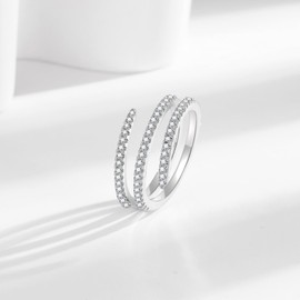 YQSENLIN Anillo para Mujer, Anillos de Resorte, Tres Capa, Anillos Zirconia Cúbica Brillante, Chapada en Oro/Plata, Delicada Anillo Apertura Ajustable, Romántica, Regalo Joyería Cumpleaños y Aniversario para Mujeres