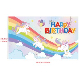 Unicorn Birthday Decorations | 5.9x3.6ft Girls Happy Birthday Decorations Backdrop Banner | Kids Rainbow Unicorn Party Decorations for Girls Birthday Party Supplies