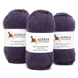 Juego de 3 madejas de lana 100 % pura (150 gramos) peso DK – procedente directamente de Perú – Suave celestial y perfecto para tejer y ganchillo (morado)