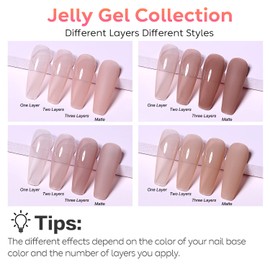 AIMEILI Transparent Icy Jelly Gel Nail Polish Soak Off U V LED Hema Free Nail Polish Home DIY Manicure Nail Salon Varnish Kit Set Of 4pcs X 10ml - Kit Set 21