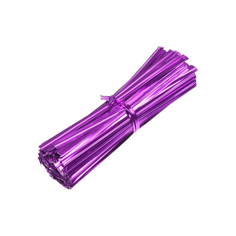 sourcing map 3 Inches Metallic Twist Ties for Bags Purple