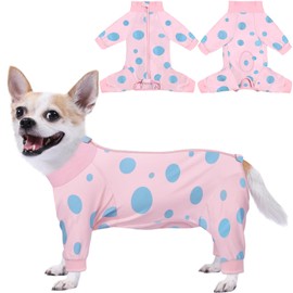 Comwish Dog Surgery Suit Long Sleeve, Dog Recovery Suit Female Male with Zipper Closure Post Spay, Neuter, Dog Onesie Shedding Suit Full Coverage Bodysuit (Pink, XXS)