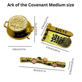 3 ARCHES USA The Ark of The Covenant Contents Gold Plated- Aaron's Rod, Manna Bowl, Ten Commandments Tablets - 3 Sizes Figurines for Biblical Study and Display (Medium (2.5"))