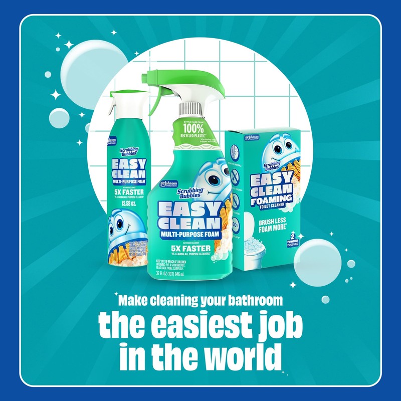 Scrubbing Bubbles Easy Clean Foaming Multipurpose Bleach-Free Bathroom Cleaner, Fast-Acting