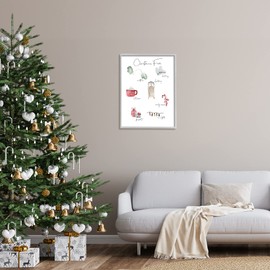 Stupell Industries Christmas Fun Illustrated Item List Festive Holiday Traditions, Designed by Lucille Price Gray Framed Wall Art, 24 x 30, White