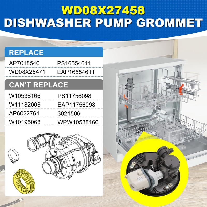 WD08X27458 Dishwasher Floating Seal Assembly Compatible with GE Hotpoint DDT700