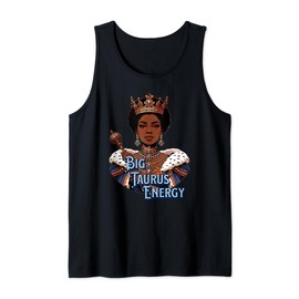 Taurus Queen Zodiac Crown Savage Petty Afro Regal Tank Top