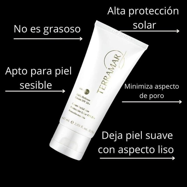 Protector Solar Facial FPS 50+ Daily Defense Cream UVB+UVA by Terramar Brands