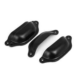 Sourcingmap Furniture Cabinet Drawer 98mm Length Shell Shape Knobs Pull Handles Black 4PCS