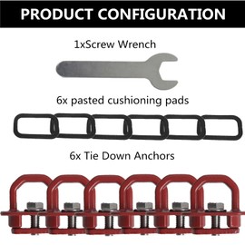 Truck Bed Side Wall Tie Down Anchors Truck Bed Cargo Hooks Compatible with 2007-2023 Chevy Silverado/GMC Sierra and 2015-2023 Chevy Colorado/GMC Canyon, 6Pack, Red