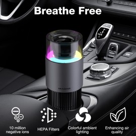 Dayear Car Air Purifier with USB port, HEPA Filter Purifier with Negative Ion Generator for Home,Office,Room,Smoke,Pet,Truck, RV/Camper