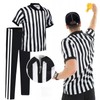 Maazusa Men's Referee Shirt,Referee Shirt Zip-Neck Referee Costume Black and