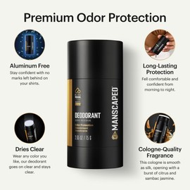 MANSCAPED® UltraPremium Deodorant, Aluminum-Free Clear Formula, Soft and Comfortable with Cologne-Quality Fragrance for Under Arm Odor Protection, 2.65 oz Stick (1 Pack)