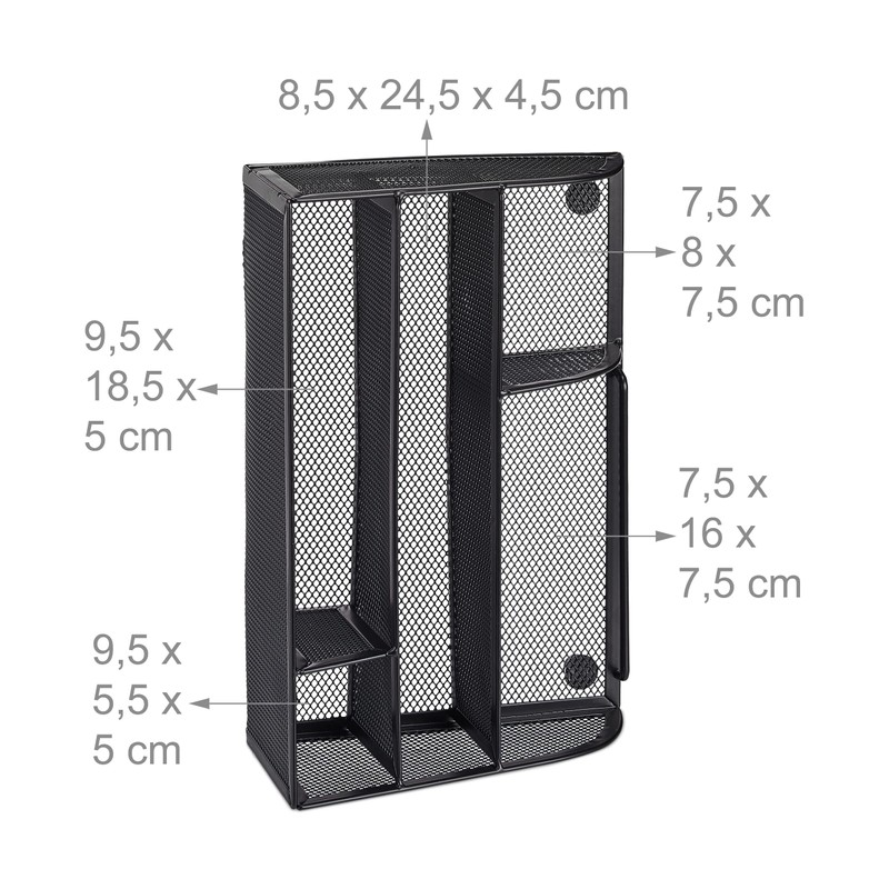 Relaxdays Desk Organizer, Metal Black, 18 x 25.5 x 10.5