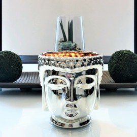 Thompson Ferrier Buddha Candles - Cashmere Petals Scented Candle - Decorative Candles Made with a Soy Wax Blend & All Natural Essential Oils- Silver