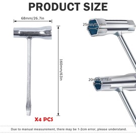 Bcuuozeeing 4 Pieces Combination Wrench, Chainsaw Wrench, 17 mm x 19 mm Spark Plug Wrench, T Key, Chainsaw Wrench, Combination Keys for Chainsaw Mower, Brush Cutter, Lawnmower