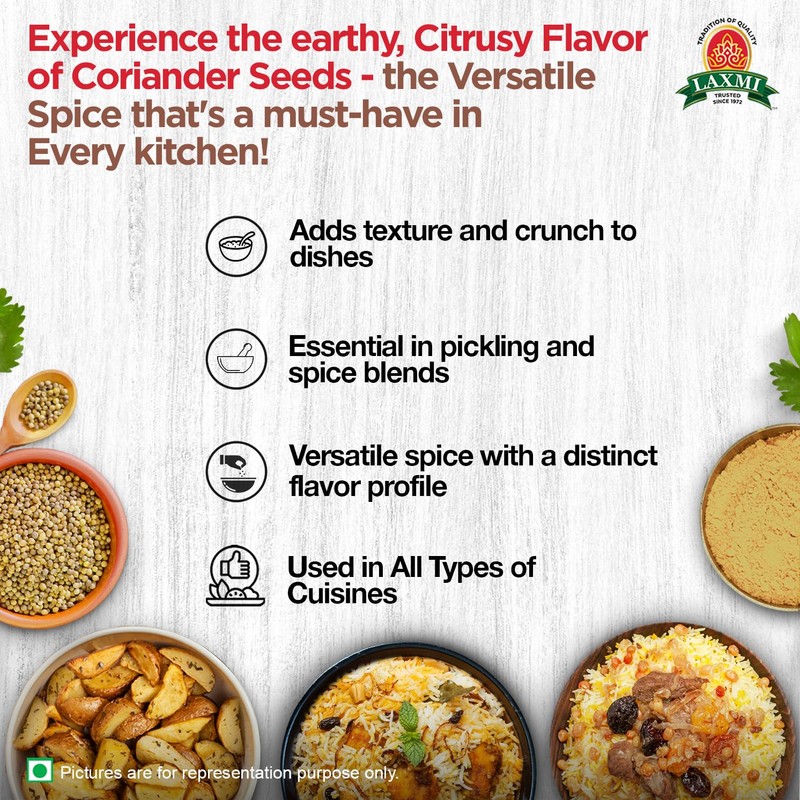 Laxmi Coriander Seeds, Whole 200gms (7oz) | Pure, premium quality