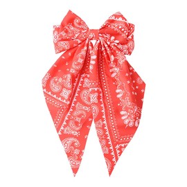 Red Bandana Hair Clips Ribbon Bows for Girls Boho Paisley Print Bowknot Accessories for Women Fashion Bow Clip Styling Hair Bandanas