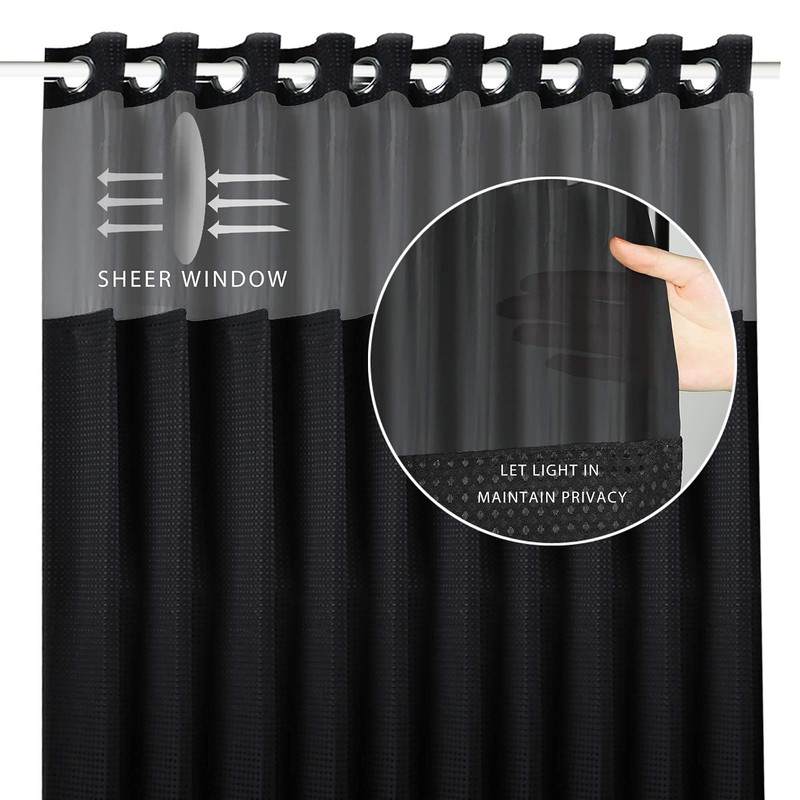 ROHSCE Hookless Shower Curtain Set with Snap-in Liner, 250GSM Waffle