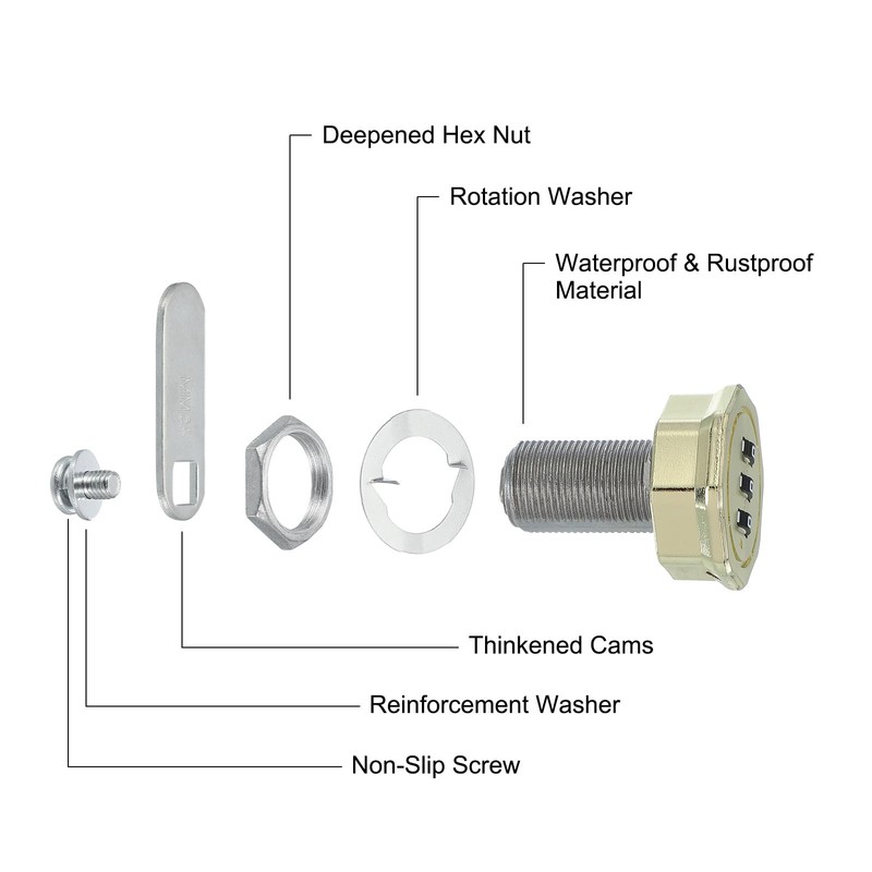 PATIKIL 組み合わせカムロック 亜鉛合金 キーレス 3桁パスワード ファイルキャビネットロック 1-3/16" シリンダー クロム仕上げ セキュリティロック