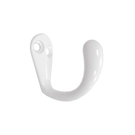 QCAA Premium Quality Single Prong Robe Hook Hanger, Zinc Die Cast, White, Made in Taiwan, 12 Pack