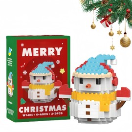 Christmas Building Blocks,DIY Christmas Blocks,Christmas Building Blocks Theme Decor,Mini Buildings Figures,Micro Blocks Stacking Toys,Holiday Present Christmas Stocking Stuffers,Gifts(Blue Snowman)