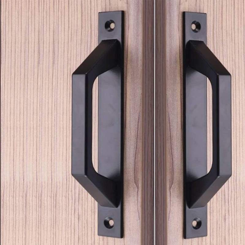 AWEN 4 pcs Carbon Steel Sliding Barn Door Handle Wood