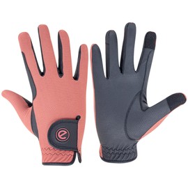 eGlove - eQUEST GripPro X-LITE Horse Riding Gloves - Lightweight, Breathable, Grippy Non-Slip Material - Comfort Mesh Back - Touchscreen Gloves (CORAL - PLAIN CUFF, XL)
