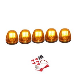 5 Pcs Amber Lens 16 Amber LED Cab Marker Clearance Light Roof Running Light Assembly 2003-2016 Fit For Dodge Ram 1500 2500 3500 4500 5500