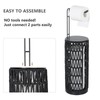 Black Freestanding Toilet Paper Holder with Storage,3 Rolls of Tissue