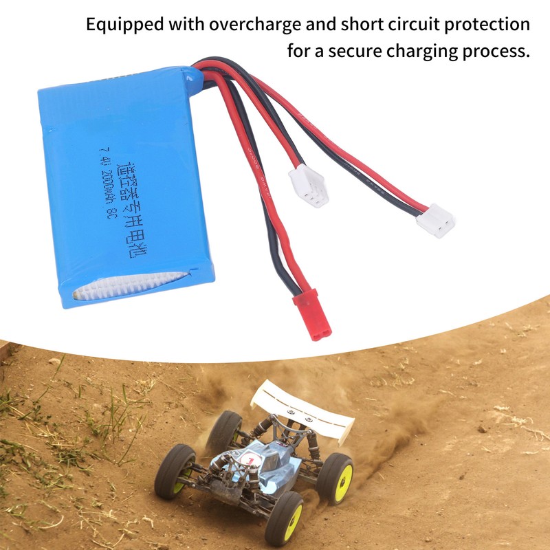 RC Lithium Battery 2S 7.4V 2000MAH Powerful Circuit Protection Light