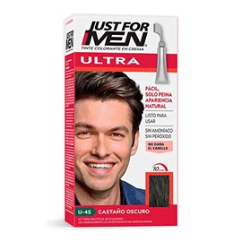 Just For Men Ultra, Tinte para Canas, Castaño Oscuro U45, con Cepillo de Fácil Aplicación, 35g